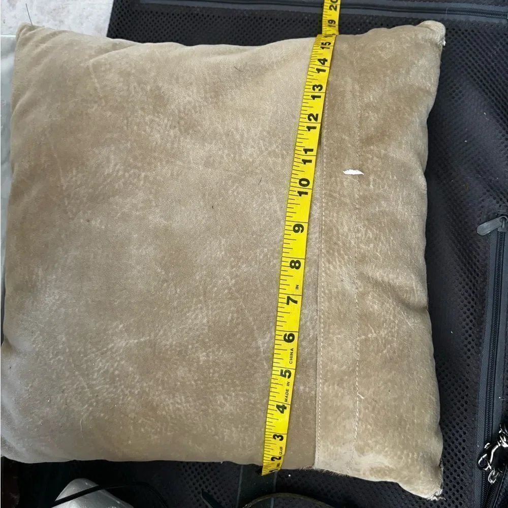 Leather & fur pillow square y2k designer accent pillow case home decor accessory